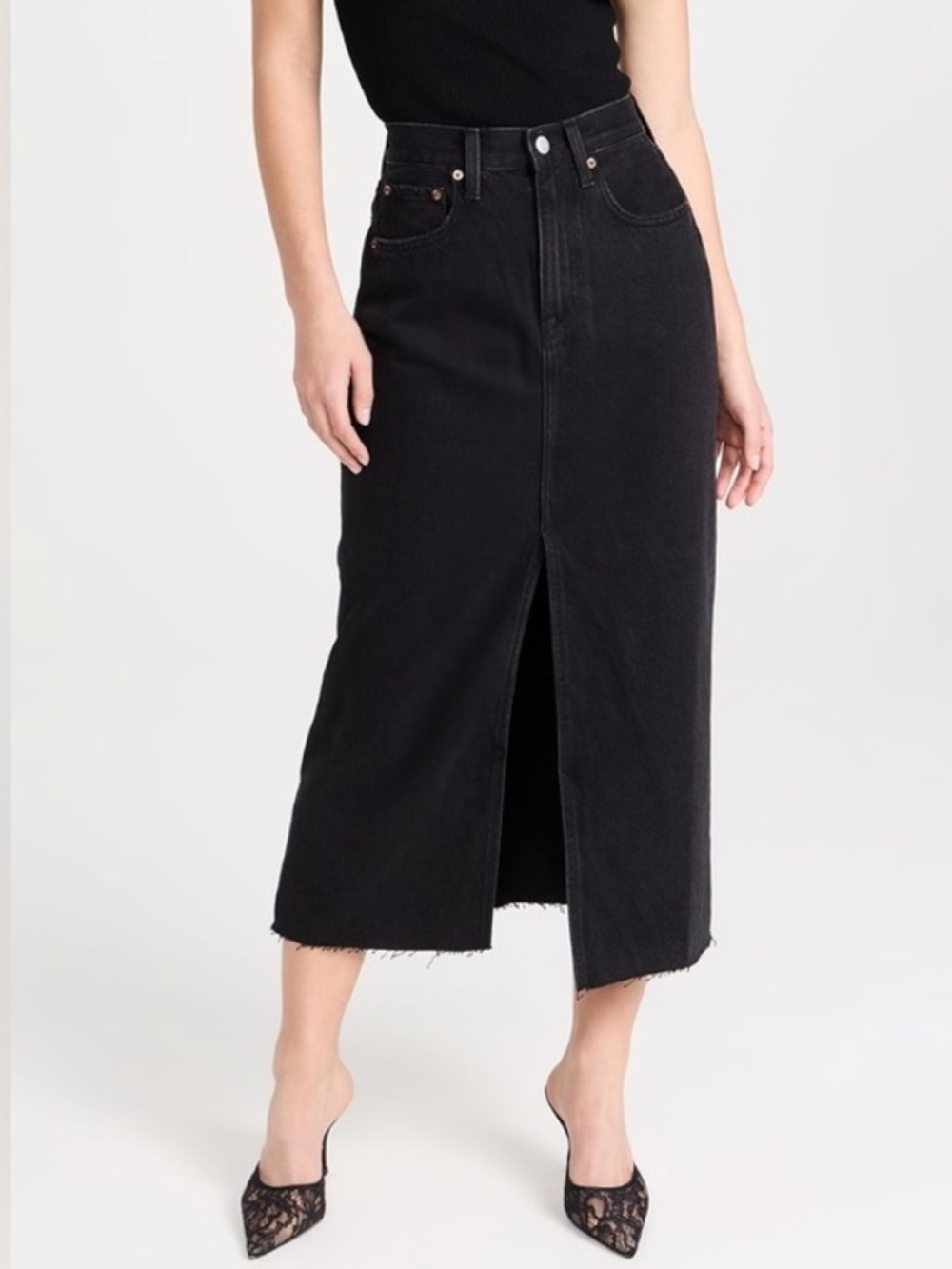 pistola Alice Denim Midi Skirt in Underground